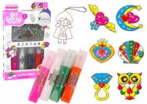 Üvegfesték toll készlet 4 db színnel és 6 db medál sablonnal- 13222