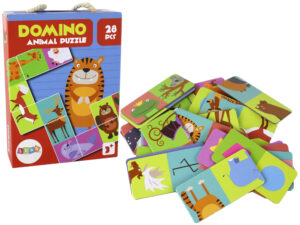 Logikai játék Kétoldalas Domino Animals Puzzle 10cm x 5cm 28 db 16515