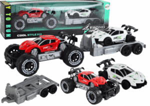 Piros terepjáró autó vontató teherautó sportjármű készlet 17490