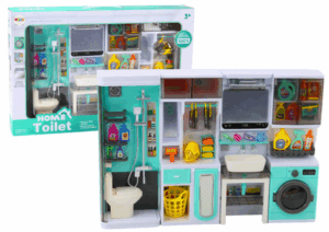 Fürdőszoba játékkészlet 4 az 1-ben zuhany WC mosógép tartozékok 18100