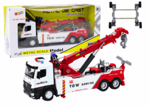 Teherautó daruval két fém kampóval piros és fehér fények hangzik 18669