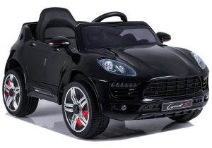 Poisie fekete 12V elektromos kisautó 2.4GHz szülői távirányítóval, nyitható ajtóval,EVA kerekekkel 2019