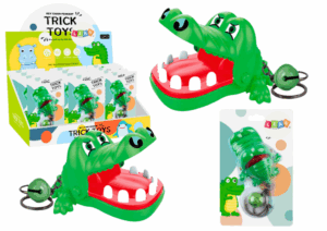 Harapós krokodil kulcstartó csengő zöld 20357