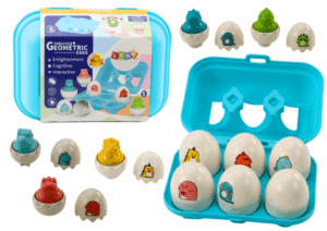 Hat geometriai dinoszaurusz tojás halmaza, színes 20646