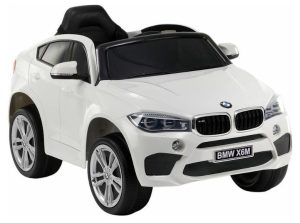 BMW X6M fehér 12V Egyszemélyes Elektromos kisautó 2,4 GHz távirányító, Nyitható ajtók, Bőr hatású ülés, EVA kerekek, 2076