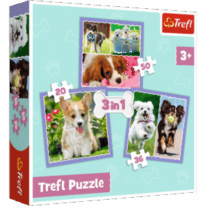 Puzzle - - 3 az 1-ben - Aranyos kutyák - Trefl 34854 26683