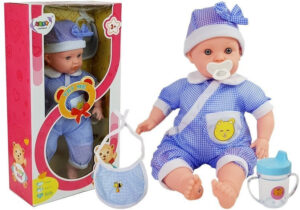 Baba 45 cm kék ruhában 7085